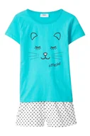 Piżamy dla dziewczynek - bonprix Piżama z krótkimi spodniami z czystej bawełny organicznej (2 części) niebieski - miniaturka - grafika 1