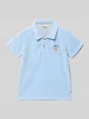 Koszulki dla chłopców - Koszulka polo z krótką listwą guzikową i wyhaftowanym motywem - miniaturka - grafika 1