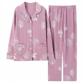 Piżamy damskie - damska PIŻAMA rozpinana KOMPLET koszula spodnie do szpitala sanatorium 4XL - miniaturka - grafika 1