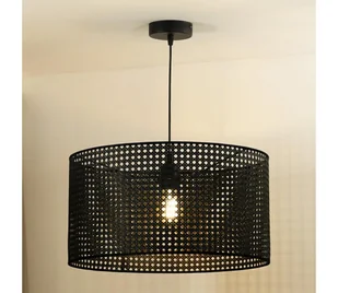 Duolla - Żyrandol na lince ROLLER RATTAN 1xE27/15W/230V śr. 45 cm czarny - Lampy sufitowe - miniaturka - grafika 1