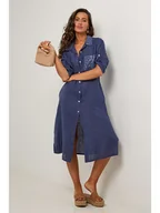 Sukienki - Le Monde du Lin Lniana sukienka w kolorze granatowym - miniaturka - grafika 1