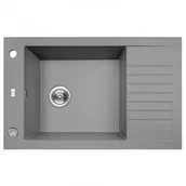 Zlewozmywaki - LAVEO SBR 513T Zlewozmywak granitowy 1 komora z półociekaczem Wymiary: 500x780x207 mm Wykończenie: szare W zestawie z syfonem Space Saving i korkiem automatycznym - miniaturka - grafika 1