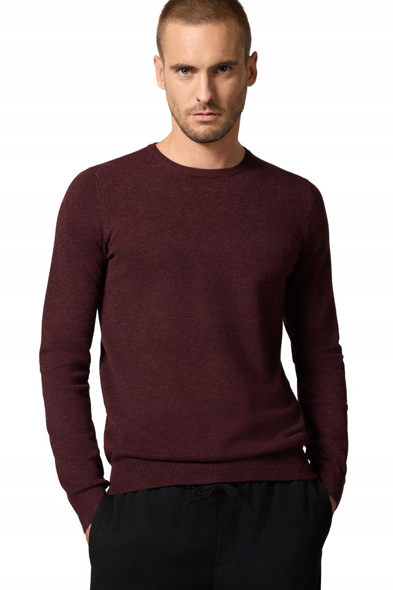 Sweter Męski Bordowy z Wiskozą O-neck Próchnik PM16 S