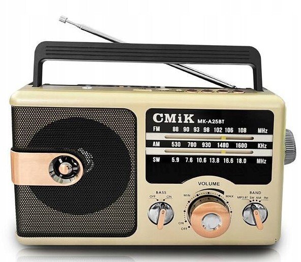 Lamex LTC Radio sieciowo-bateryjne Retro Gold AM, FM LTC MK-A25BT 1200 mAh