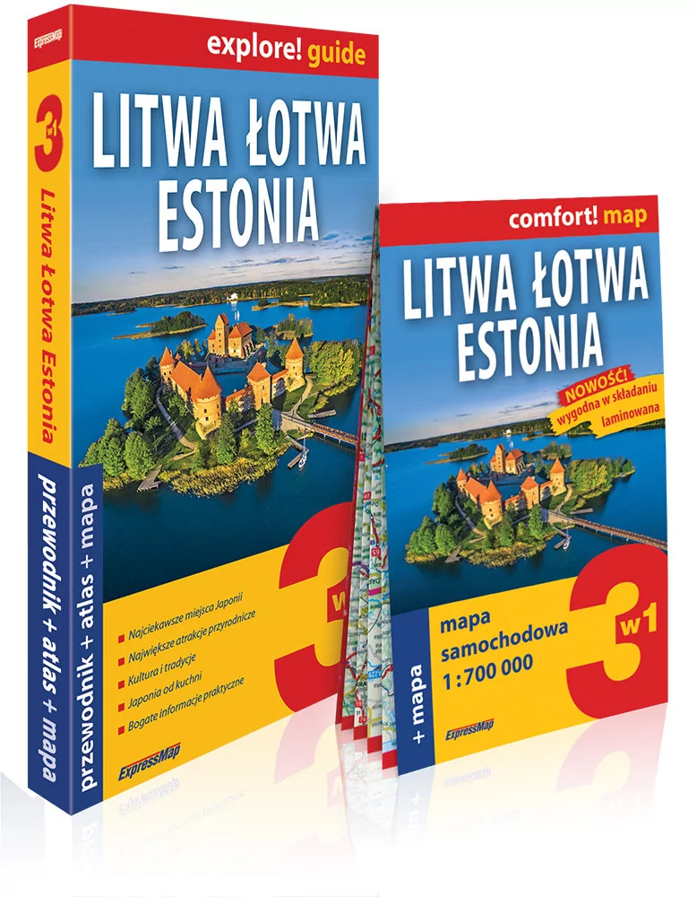 Litwa Łotwa Estonia 3w1 przewodnik + atlas + mapa Praca zbiorowa