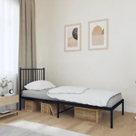 Łóżka - Metalowa rama łóżka z wezgłowiem, czarna, 80x200 cm Lumarko! - miniaturka - grafika 1