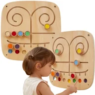Klocki - VIGA Drewniana Tablica Manipulacyjna Sensoryczna Labirynt Dotknij i Dopasuj - miniaturka - grafika 1