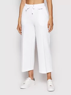 Spodnie sportowe damskie - Calvin Klein Spodnie dresowe Micro Logo K20K203622 Biały Regular Fit - grafika 1