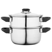 Zestawy garnków i patelni - emilio zestaw garnków nierdz. 18cm do gotowania na parze 3 elem. - miniaturka - grafika 1