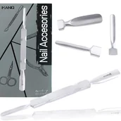 Akcesoria do paznokci - Radełko dwustronne kopytko dłutko pusher ostre do stylizacji skórek manicure pedicure salon SPA stal nierdzewna srebrne - miniaturka - grafika 1