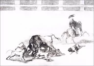 Plakaty - Plate 25 from the Tauromaquia- They loose dogs on the bull, Francisco Goya - plakat Wymiar do wyboru: 50x40 cm - miniaturka - grafika 1