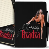 Notesy i bloczki - Notes A5 Czarny + Długopis KOBIETY RZĄDZĄ Wzory - miniaturka - grafika 1