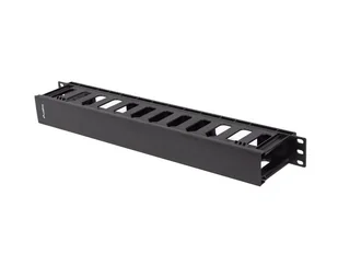 Lanberg Organizer Kabli 19'' 1U plastikowy z zaślepką typ A czarny AK-1703-B - Akcesoria do szaf serwerowych - miniaturka - grafika 1