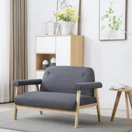 Sofy i kanapy - vidaXL Sofa 2-osobowa tapicerowana materiałem, ciemnoszara - miniaturka - grafika 1