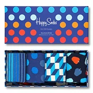 Skarpetki męskie - Happy Socks Gift Box, kolorowe i zabawne, Skarpety dla kobiet i mężczyzn, Niebieski-Czerwony-Biały 4 pary (41-46) - miniaturka - grafika 1