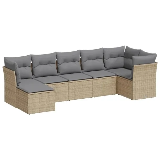 Zestaw mebli ogrodowych modułowych beżowy rattan PE 55x62x69 cm