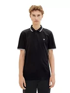 Koszulki męskie - TOM TAILOR Denim Męska koszulka polo, 1036386, 2999 - czarna, L, 2999 - Black, L - miniaturka - grafika 1