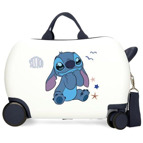 Joumma Disney Stitch Excited Walizka dziecięca biała 45 x 31 x 20 cm twarda ABS 24,6 l 1,8 kg 4 koła bagaż podręczny, biała, walizka dziecięca