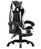 Fotele gamingowe - Czarno-biały fotel gamingowy z podnóżkiem S7-Z79 - miniaturka - grafika 1