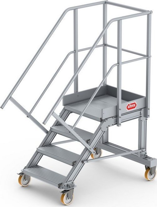 Lero Aluminiowy podest roboczy jezdny wys. 98 cm, 4 stopnie, 4 koła