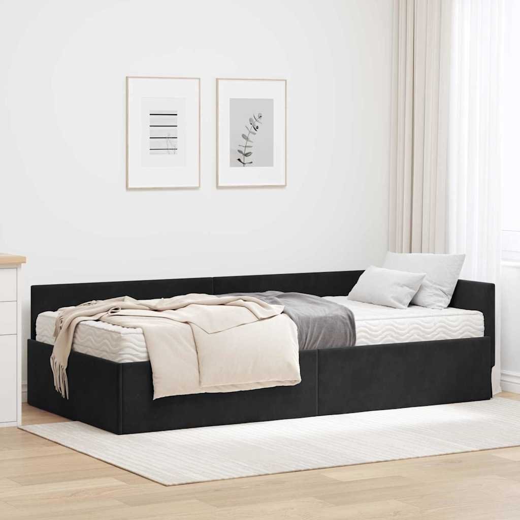 vidaXL Rama Łóżka Narożnego z Materacem Inny 2 pcs Szary Aksamit