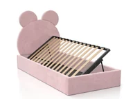 Łóżka dla dzieci i młodzieży - Łóżko dziecięce tapicerowane z pojemnikiem 90x200 ze stelażem różowy Velvet Kids Line 1 Miś - miniaturka - grafika 1