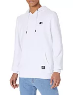 Bluzy męskie - STARTER BLACK LABEL Męska bluza z kapturem Essentials z wyszywanym logo, naszywka na obszyciu, bluza z kapturem i kieszenią na brzuchu, rozmiar od S do XXL, biały, S - miniaturka - grafika 1