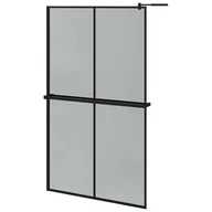 Ścianki i drzwi prysznicowe - VidaXL Ścianka prysznicowa z półką czarna, 118x190 cm ESG i aluminium - miniaturka - grafika 1