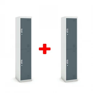 B2B Partner Szafka dwudrzwiowa, 1800 x 380 x 450 mm, szara/ciemnoszara, 1+1 GRATIS 485024 - Szafy biurowe - miniaturka - grafika 2