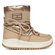Buty dla dziewczynek - Śniegowce Tommy Hilfiger Snow Boot T3A5-34052-1474 S Beżowy - miniaturka - grafika 1