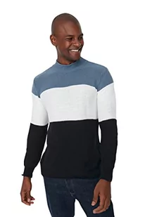Trendyol Męska bluza rozpinana z kołnierzykiem Colorblock Slim Sweater, Indigo, L, Indygo, L - Bluzy męskie - miniaturka - grafika 1
