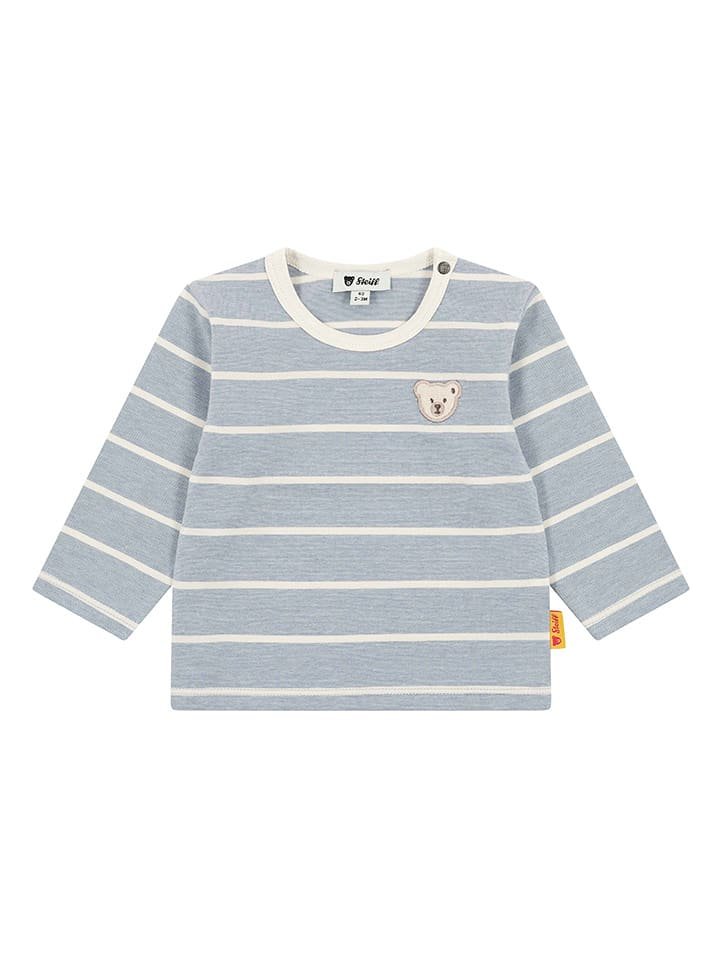 Steiff Koszulka w kolorze błękitno-kremowym