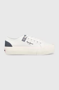 Pepe Jeans tenisówki OTTIS damskie kolor biały - Trampki damskie - miniaturka - grafika 1