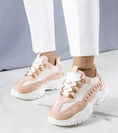 Botki damskie - Biało-różowe sneakersy Mindy-36 - miniaturka - grafika 1