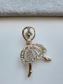 Broszki - BROSZKA ZŁOTA BALETNICA TANCERKA CYRKONIE TANIEC - miniaturka - grafika 1