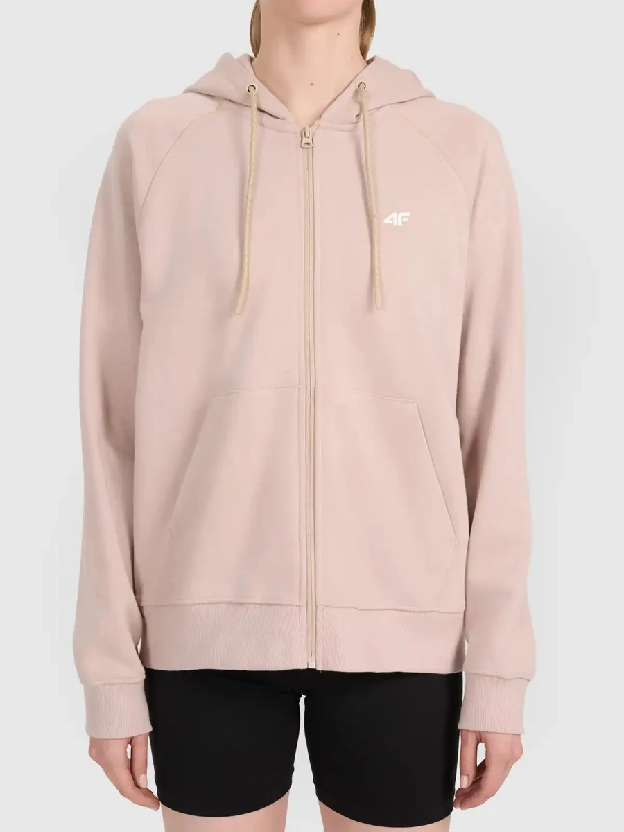 Bluza dresowa z kapturem damska beżowa 4F XS