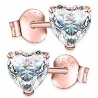 Kolczyki - Kolczyki Pozłacane Kryształowe Białe Serca z Cyrkonią Serduszka SREBRO 925 - miniaturka - grafika 1