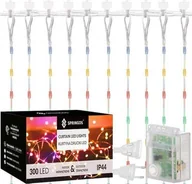Oświetlenie świąteczne - Lampki choinkowe Springos Kurtyna świetlna 300 led girlanda, lampki wewnętrzno-zewnętrzne sople multikolor + flash UNIWERSALNY - miniaturka - grafika 1