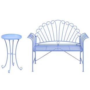 Beliani zestaw mebli balkonowych CAVINIA Metal Błękitny - Meble ogrodowe Beliani zestaw mebli balkonowych CAVINIA Metal Błękitny - Meble ogrodowe - miniaturka - grafika 1