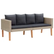 vidaXL 2-osobowa sofa ogrodowa z poduszkami, rattan PE, beż