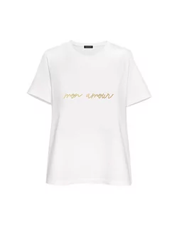 Koszulki i topy damskie - T-shirt mon amour biały - grafika 1