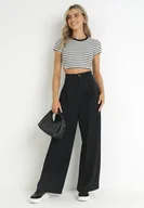 Spodnie damskie - Czarne Szerokie Spodnie z Wysokim Stanem Lacis - miniaturka - grafika 1