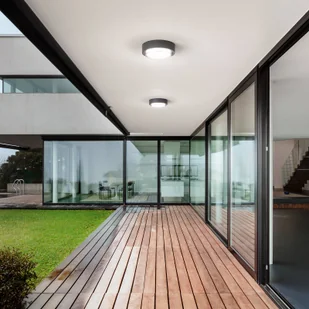Fabas Luce Lampa sufitowa zewnętrzna LED Owen, ciemnoszara, metal, 23 cm, IP65 Owen, czarny - Lampy ogrodowe - miniaturka - grafika 1