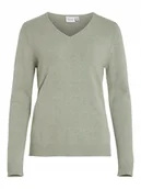 Swetry damskie - VILA ZIELONY DOPASOWANY SWETER Z DEKOLTEM V DŁUGI RĘKAW M JPA - miniaturka - grafika 1