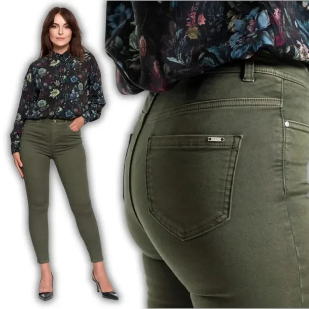 Spodnie Damskie Skinny Elastyczne Eleganckie Podwyższony Stan MORAJ M