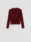 Bluzki damskie - Reserved - Bluzka z haftowanym wzorem - burgundowy - miniaturka - grafika 1