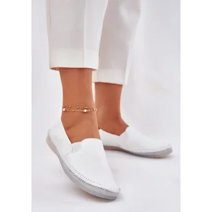 Skórzane Baleriny Maciejka T3512-11 Białe - Baleriny - miniaturka - grafika 1