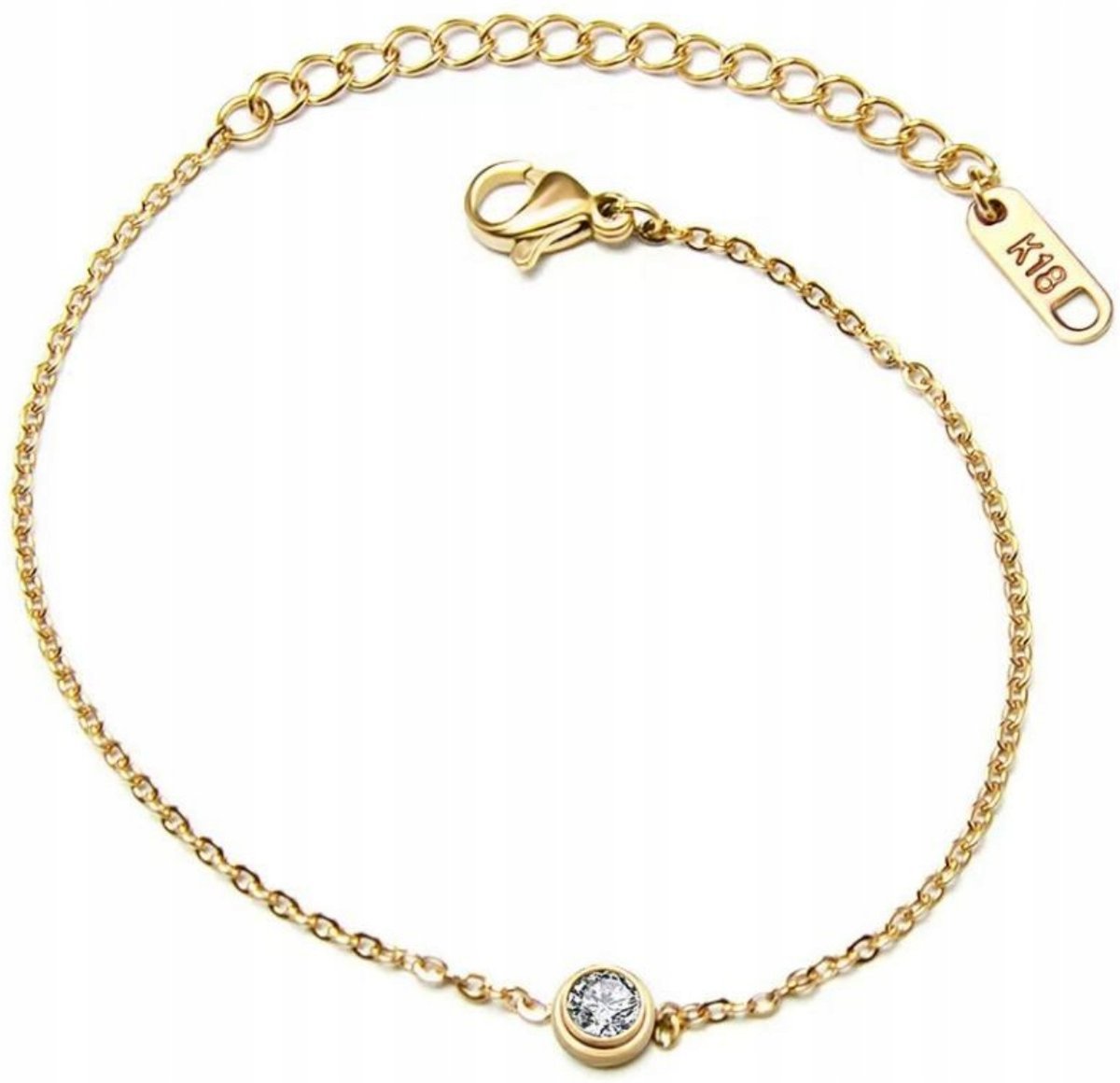 Złota Bransoletka z Cyrkonią Łańcuszek Stal Szlachetna na Prezent