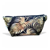 Kosmetyczki, organizery i kuferki - Kosmetyczka damska organizer do torebki etui kosmetyczka welurowa pióra złote - miniaturka - grafika 1