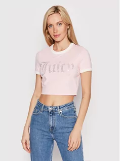 Koszulki i topy damskie - Juicy Couture T-Shirt Ringer JCWS122080 Różowy Slim Fit - grafika 1